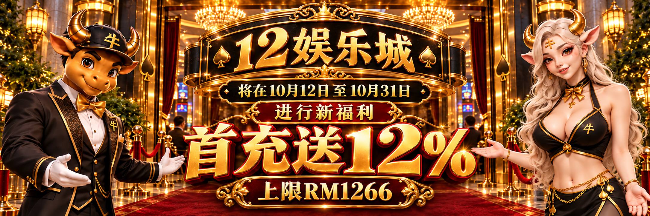 10月12日至10月31日：首充送 12%，上限 RM1266